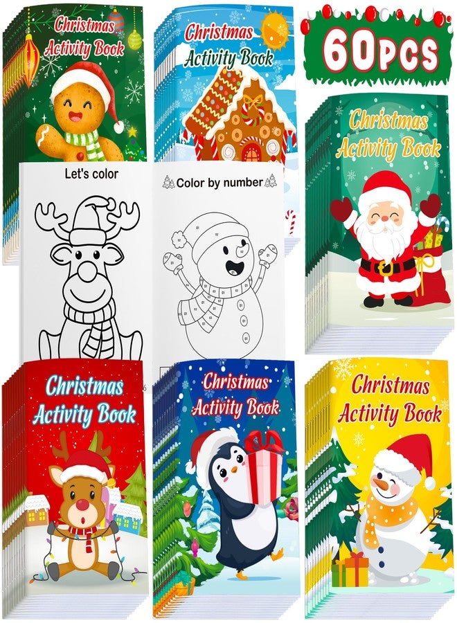 Winrain 60PCS Christmas Activity Books Party Favors for Kids - Winter Holiday Games Coloring Maze Book in Bulk, Classroom Activities Crafts Gifts - Image 1